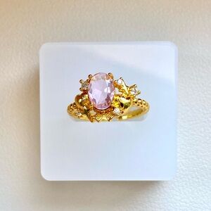 Gold-Plated Pink Crystal Ring